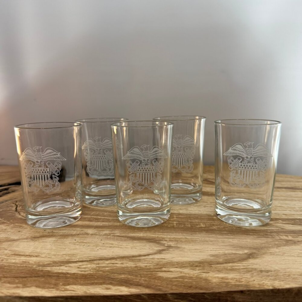 Vintage - Navy Officer Crest - Cocktail - Glasses
